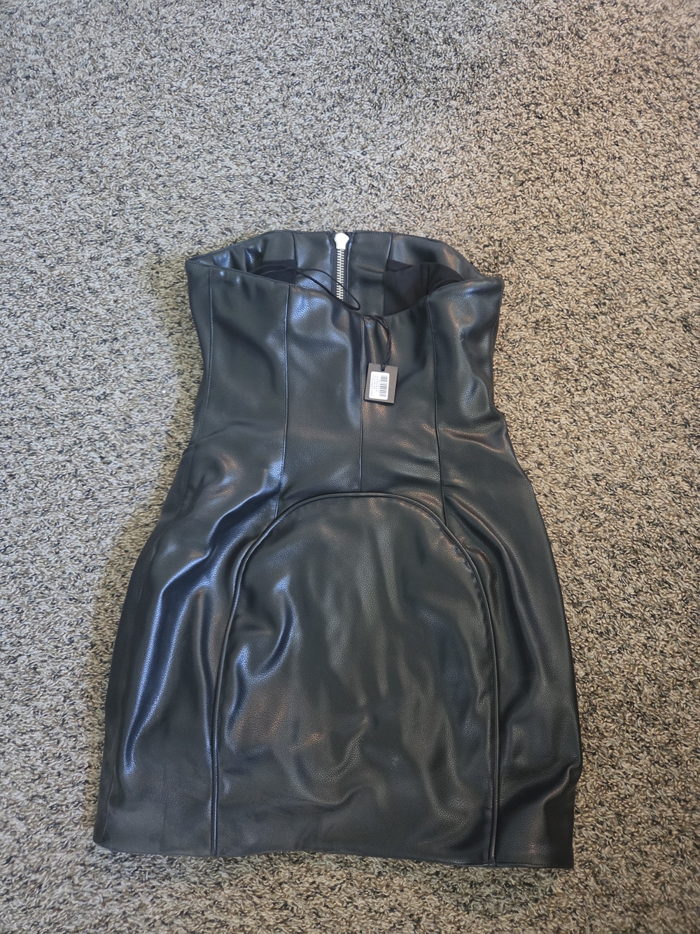 Khy by Kylie Jenner Faux Leather Strapless Mini Dress Black Size M NWT - Picture 5 of 8